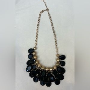Black and gold statement necklace, pre-owned
